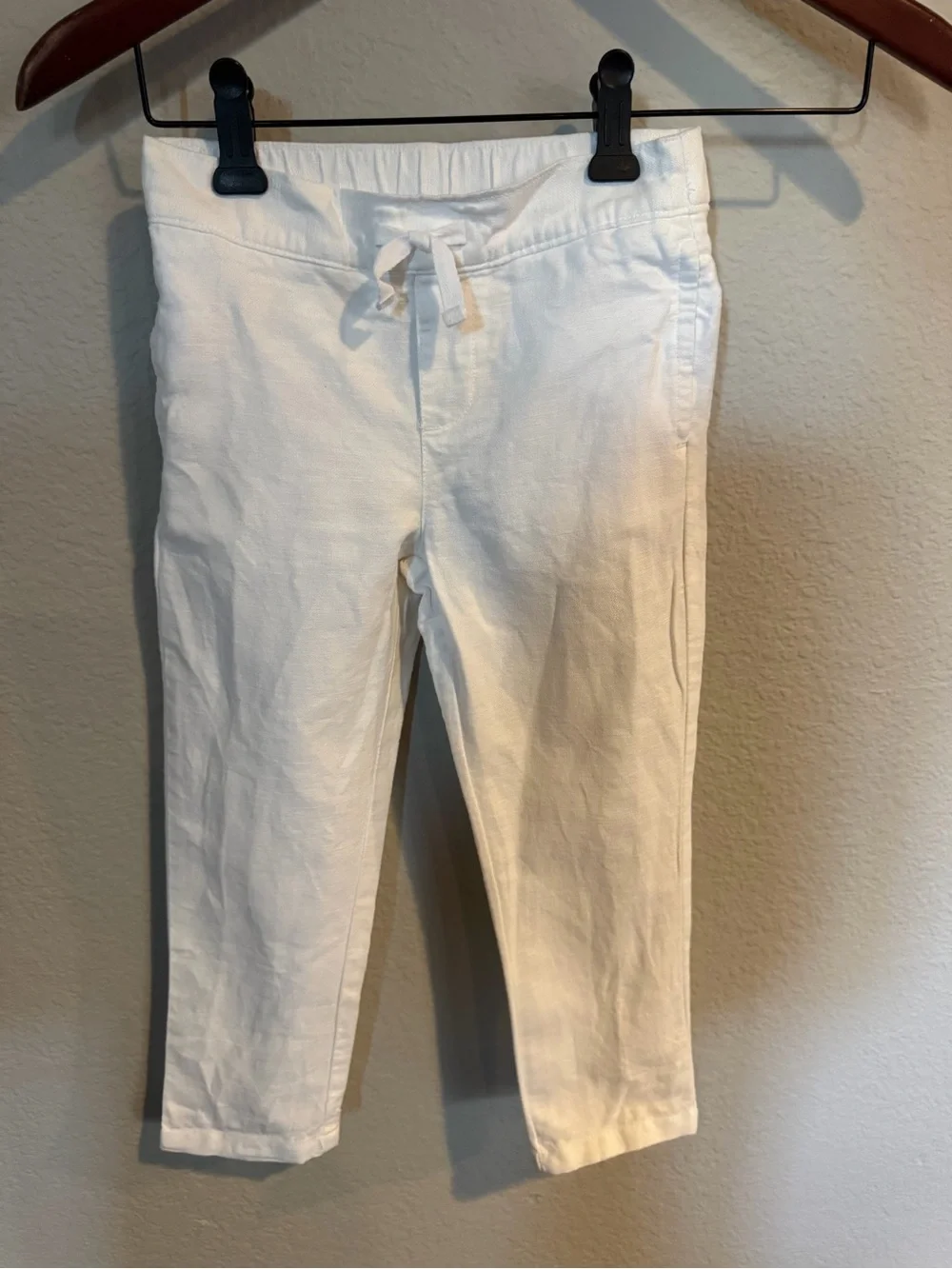 Janie and Jack Boys White Linen Drawstring Pants 4